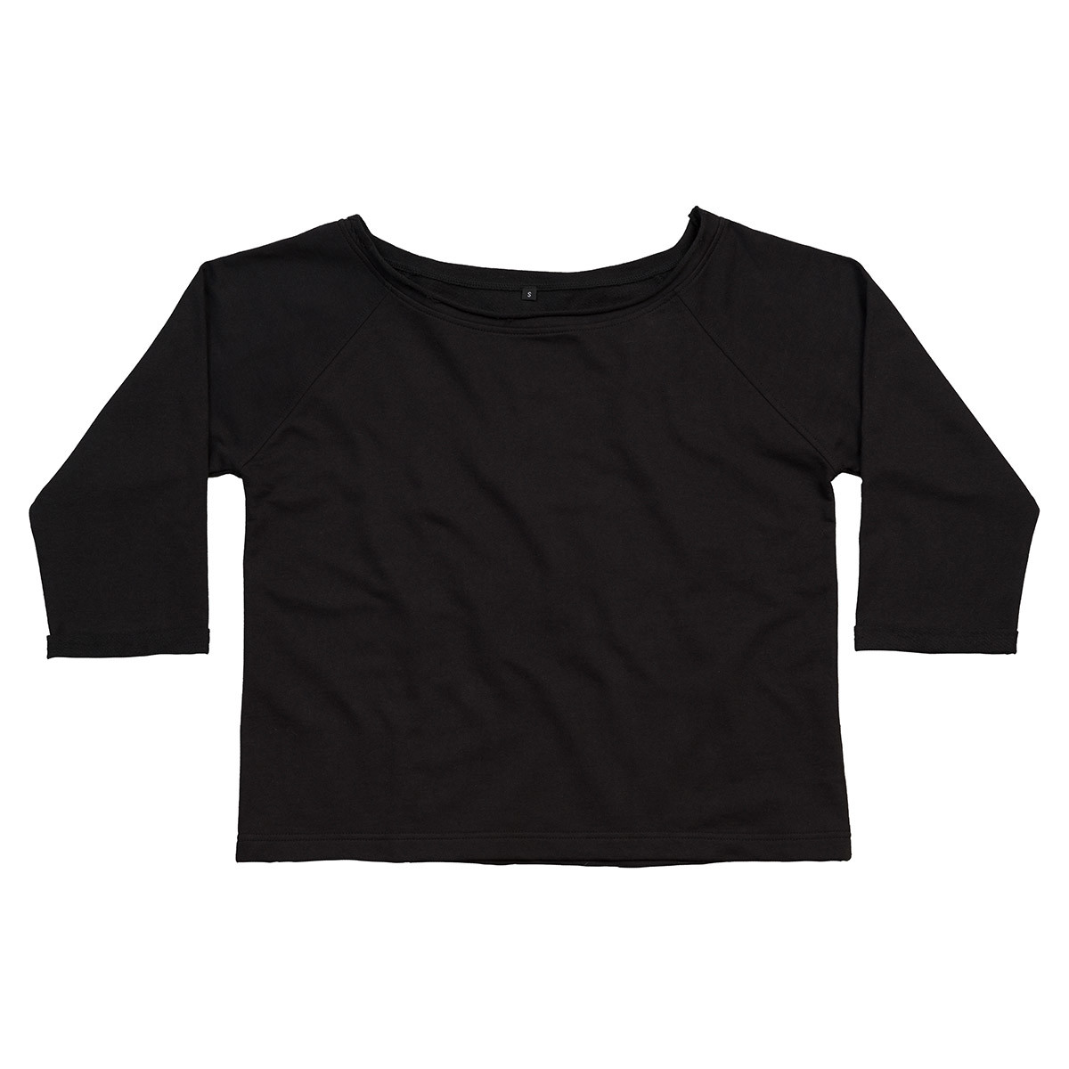 Felpa nera in cotone con ampia vestibilità e spalla scoperta