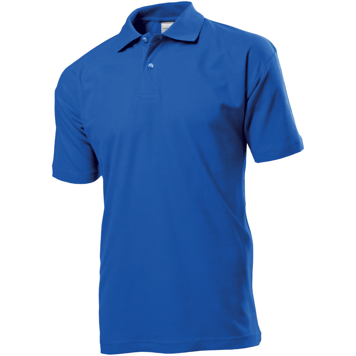 Polo da uomo blu manica corta con due bottoni 100% cotone