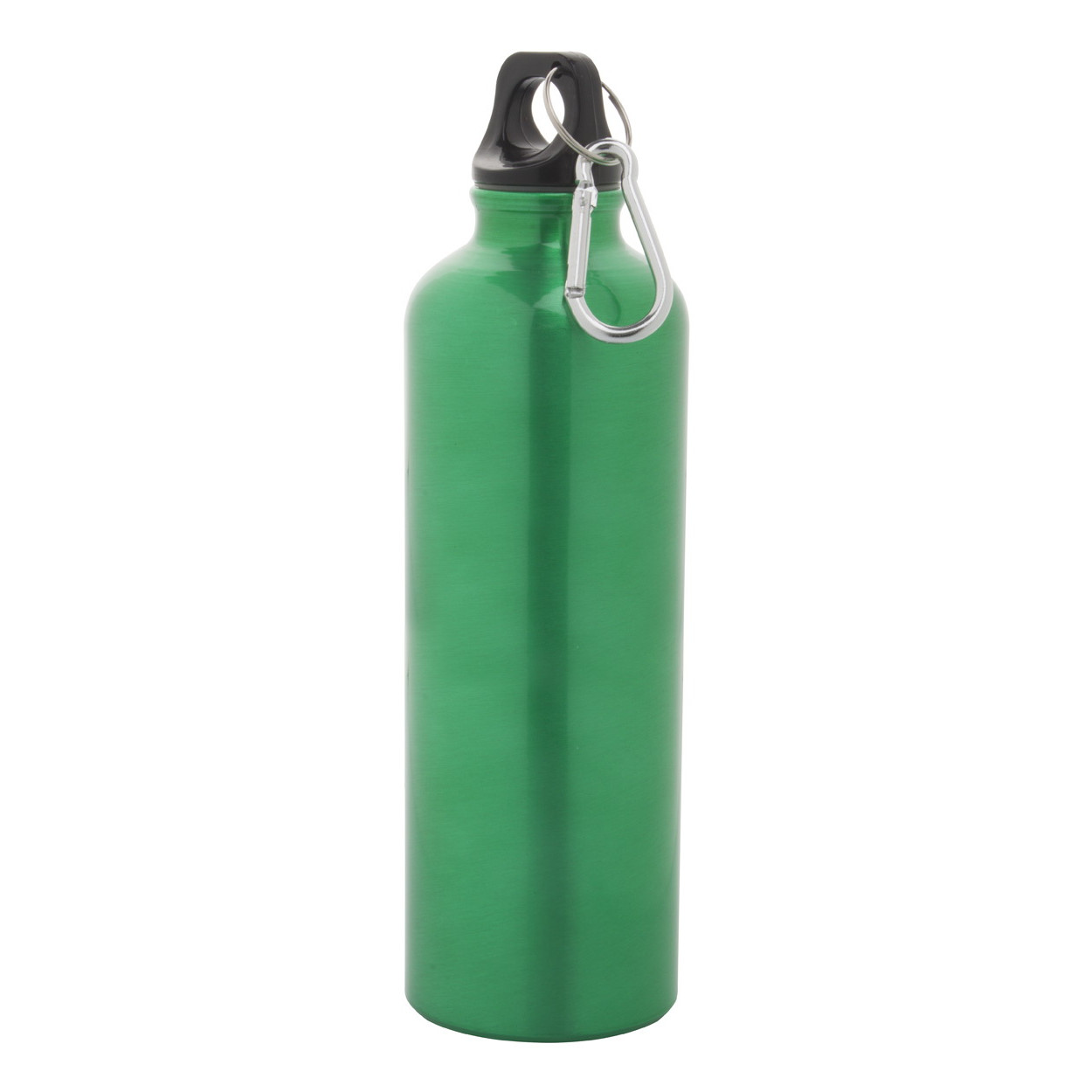 Borraccia in alluminio verde con moschettone