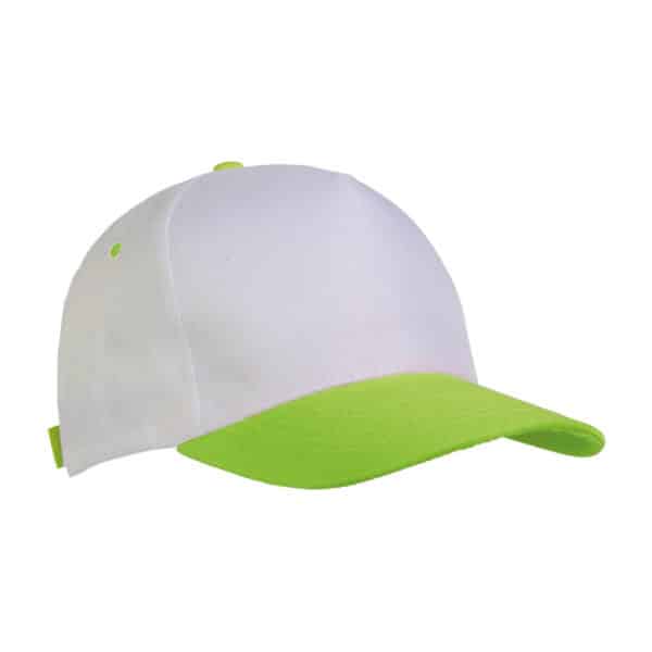 Cappellino in poliestere bianco e verde con chiusura in velcro