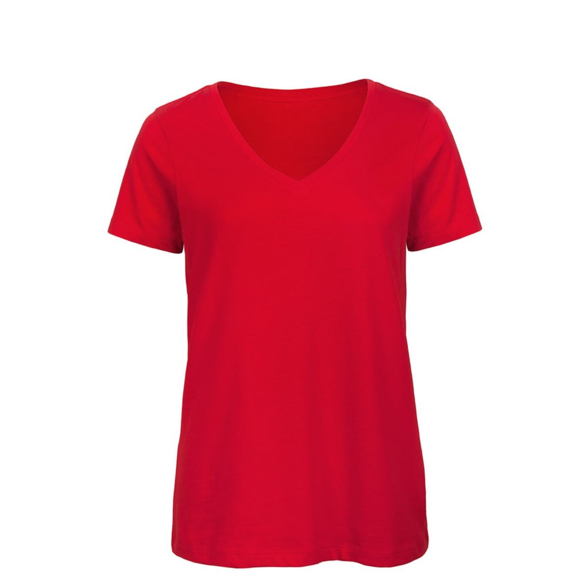Tshirt manica corta e scollo in cotone a V di colore rosso