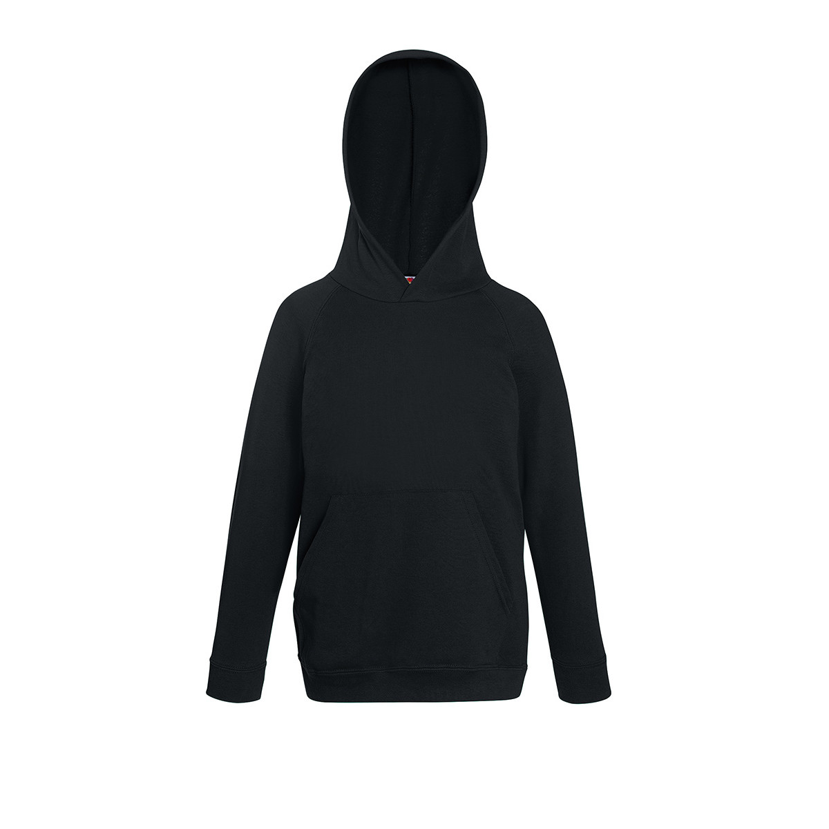 Felpa da bambino nera con cappuccio e tasche a marsupio sul fronte
