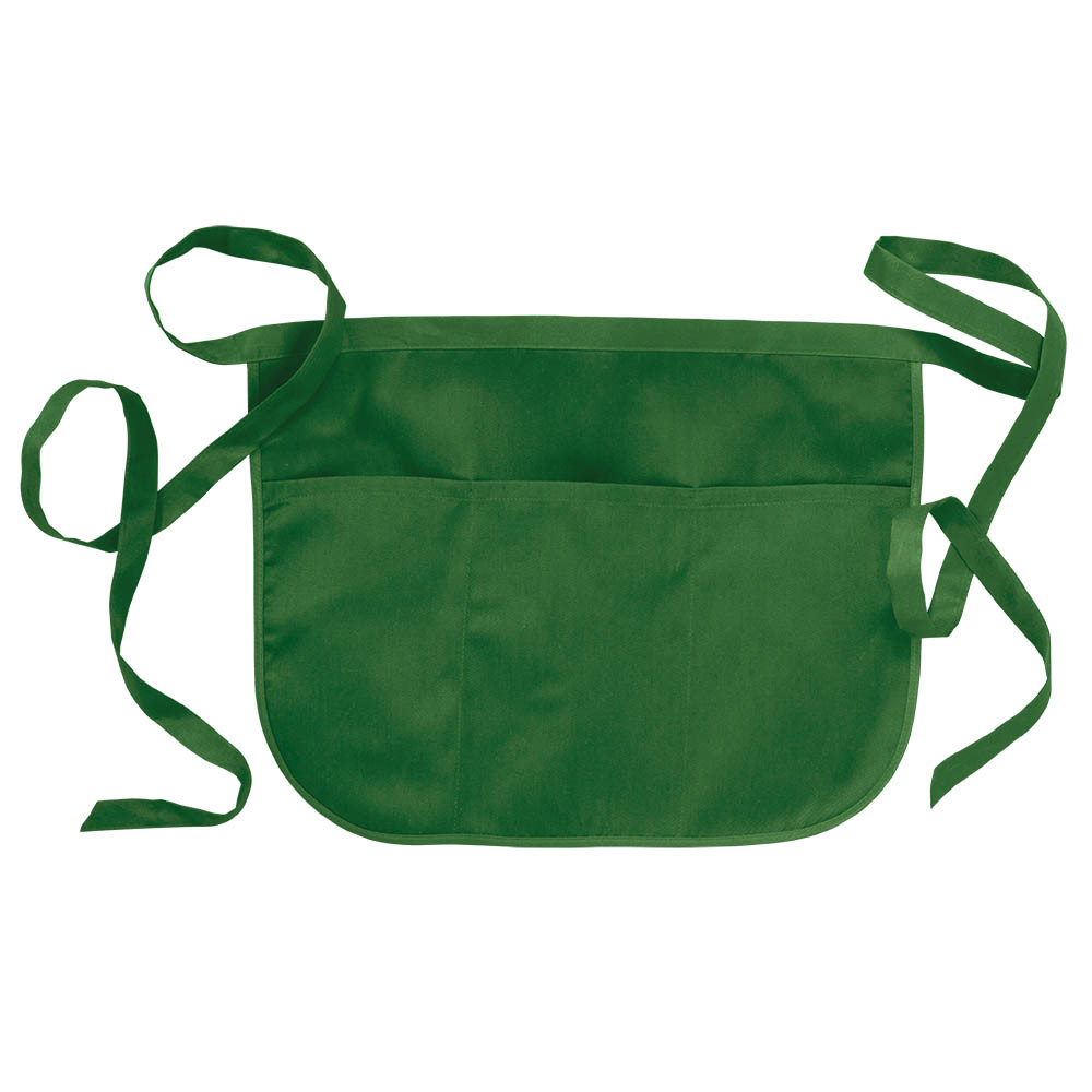 Grembiule verde in poliestere con tre tasche frontali