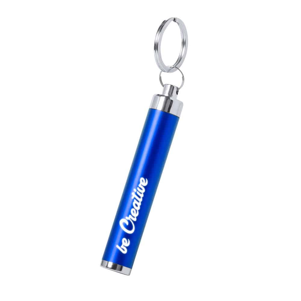 Portachiavi con torcia blu in plastica