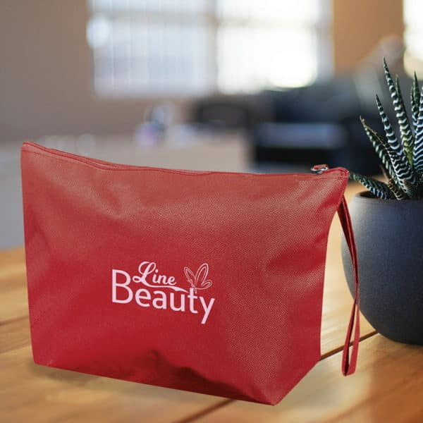 Trousse rossa in poliestere con logo Line Beauty