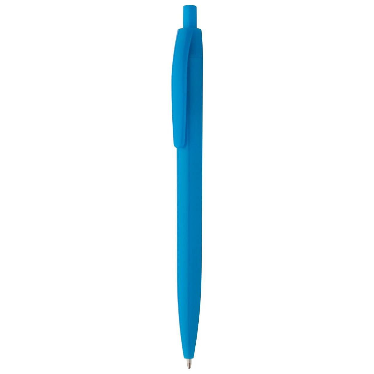 Penna a sfera in plastica blu con clip piatta