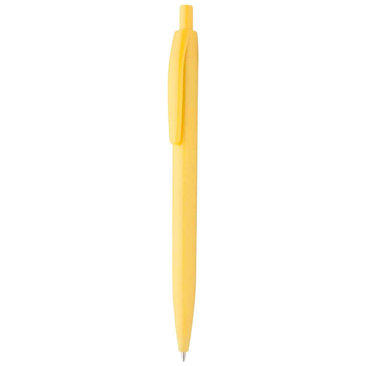 Penna a sfera in plastica gialla con clip piatta