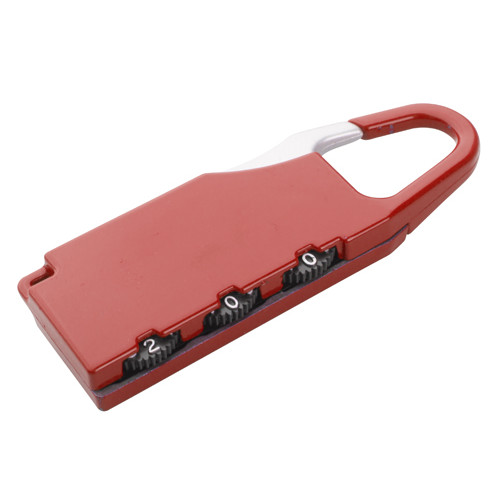 Lucchetto per valigia in metallo rosso con codice a tre cifre