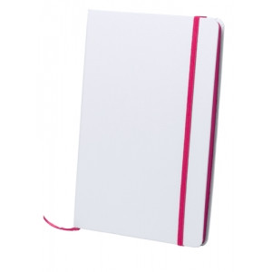Blocnotes in cartone bianco con elastico rosa