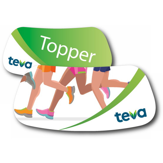 Due sticker adesivi facciali con il logo Topper Teva