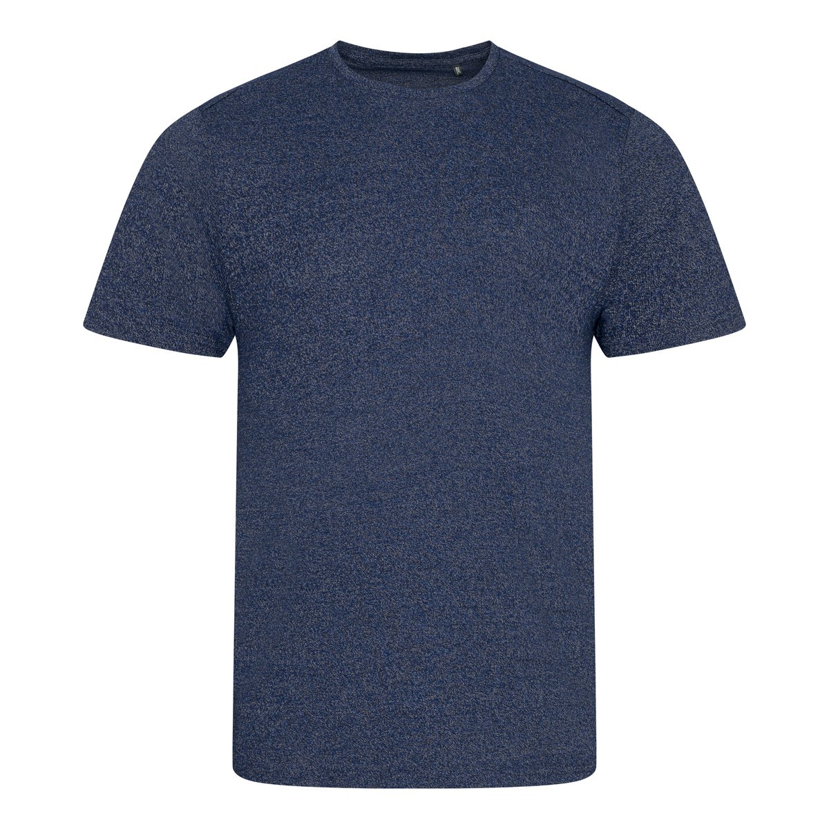 Tshirt blu in cotone con girocollo e effetto melange