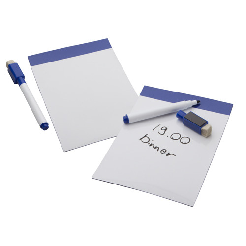 Lavagna magnetica blu con pennarello e spugna per cancellare