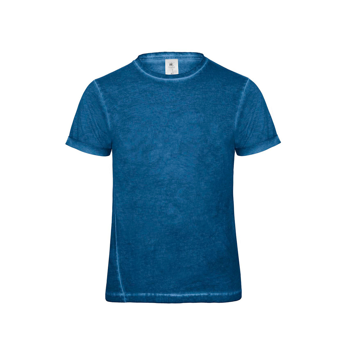 Tshirt in cotone effetto vintage maniche corte a girocollo per adulto blu