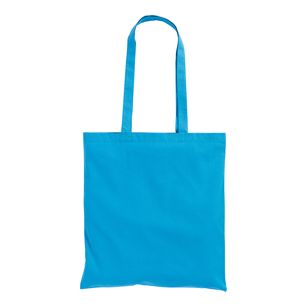 Shopper in cotone azzurro con manici lunghi