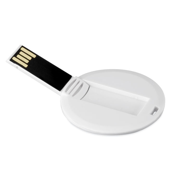 Chiavetta usb bianca e rotonda con logo