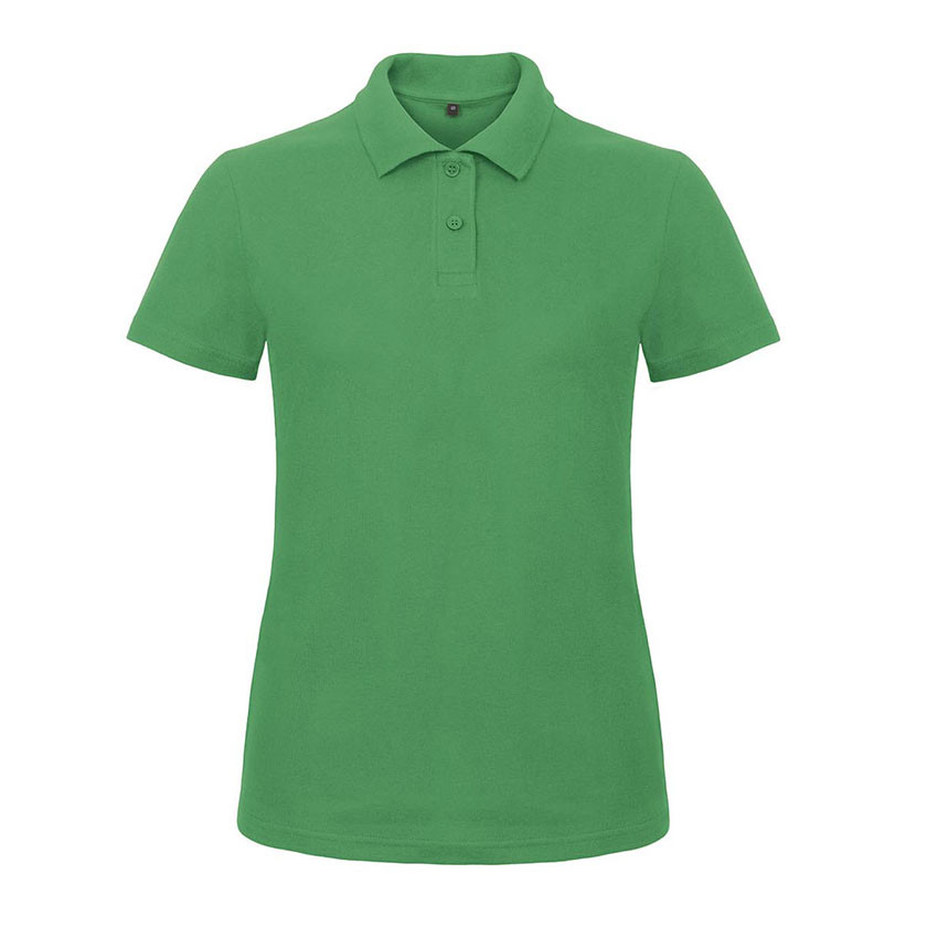 Polo donna manica corta verde con bottoni