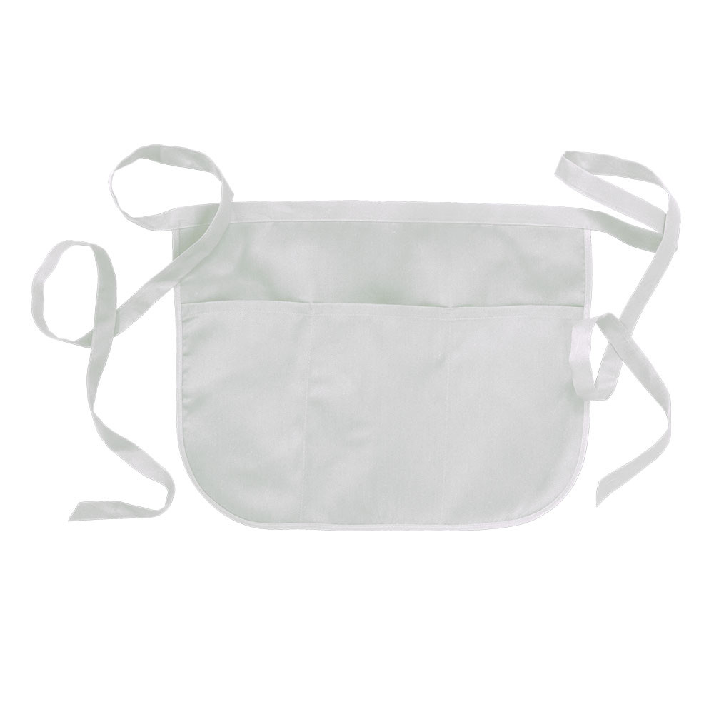 Grembiule bianco in poliestere con tre tasche frontali