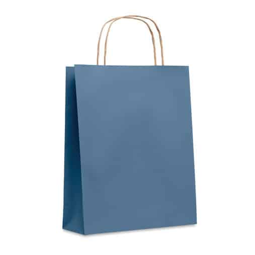 Shopper in carta blu con manici ritorti