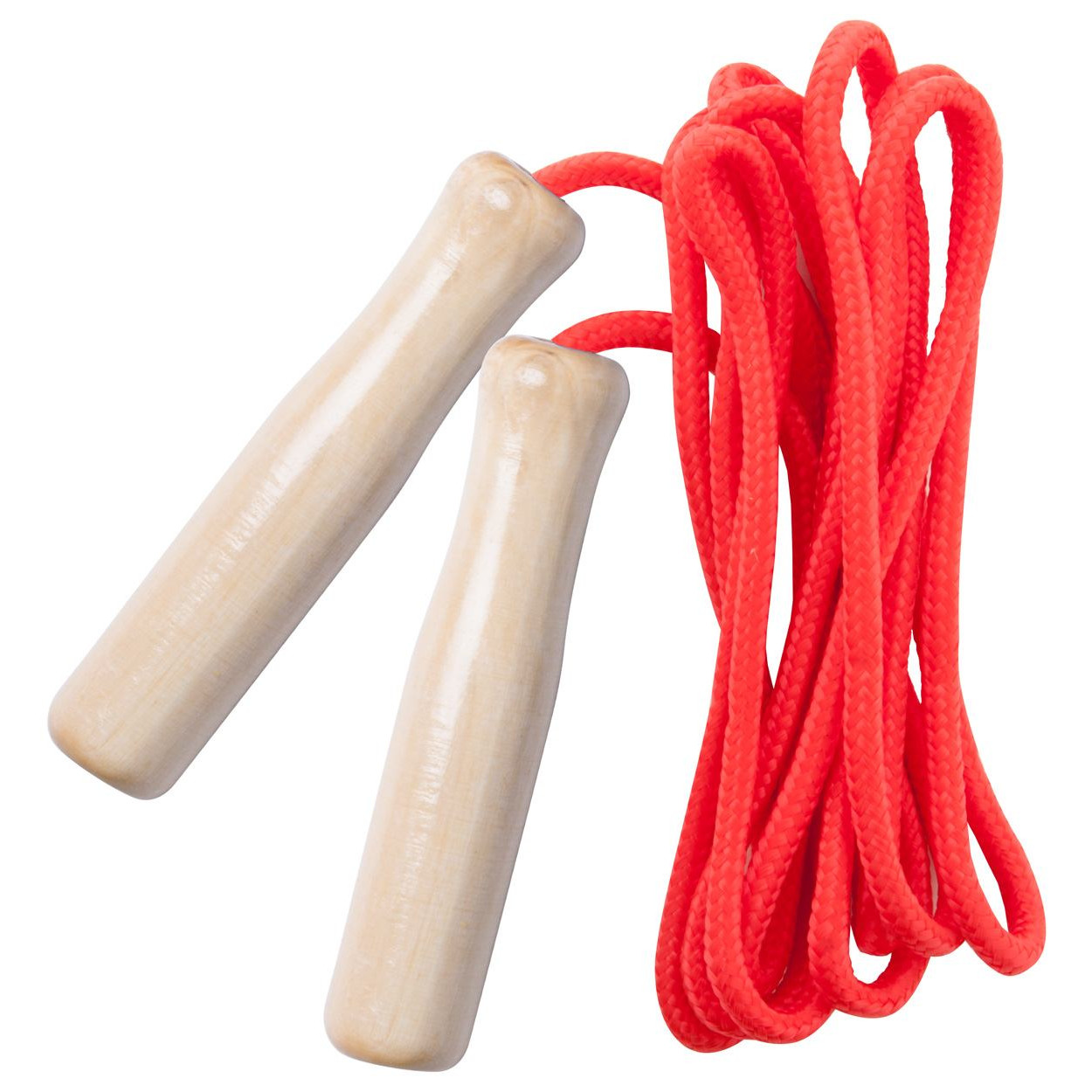 Corda per saltare rossa con manici di legno