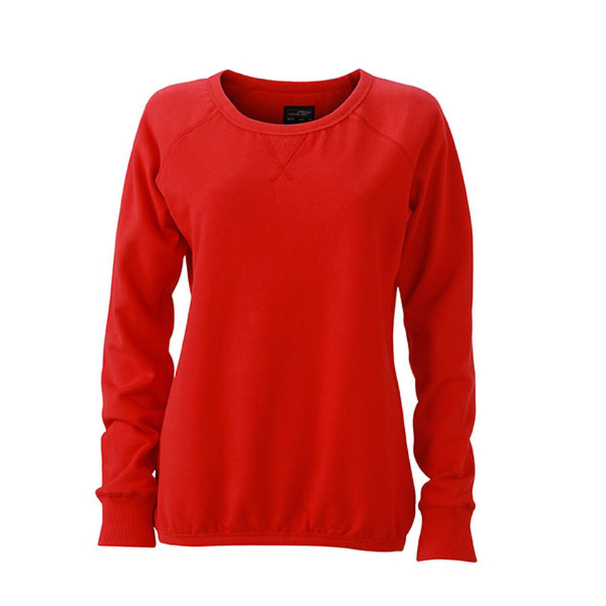 Felpa rossa in cotone con ampia scollatura