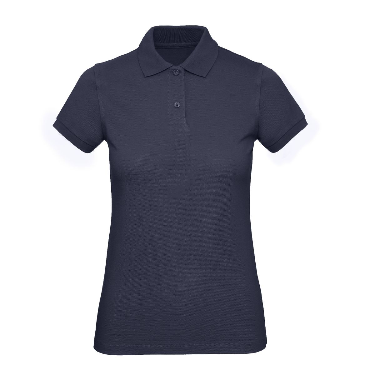 Polo donna urban navy manica corta con 2 bottoni su sfondo bianco