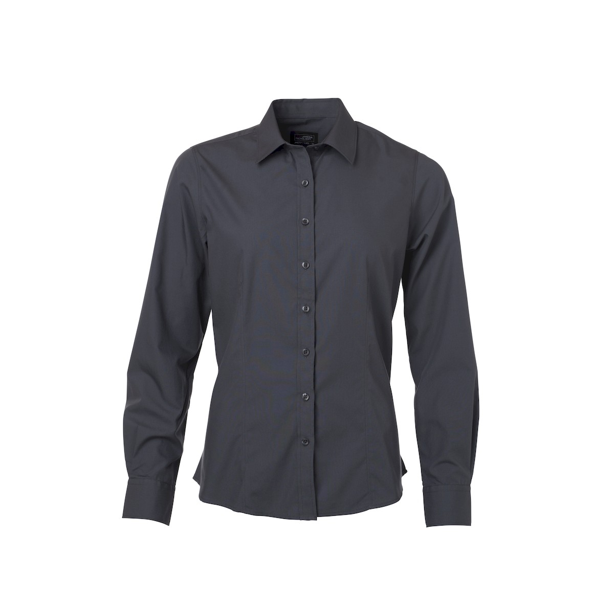 Camicia da donna manica lunga grigio carbone con bottoni in tinta