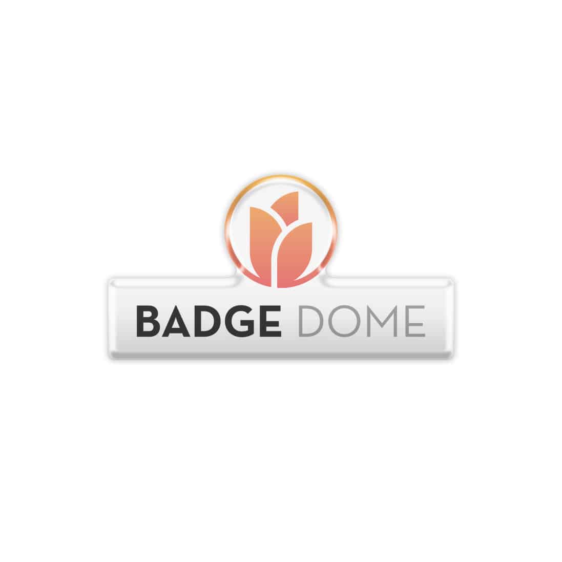 Badge sagomato in plastica con logo badge dome
