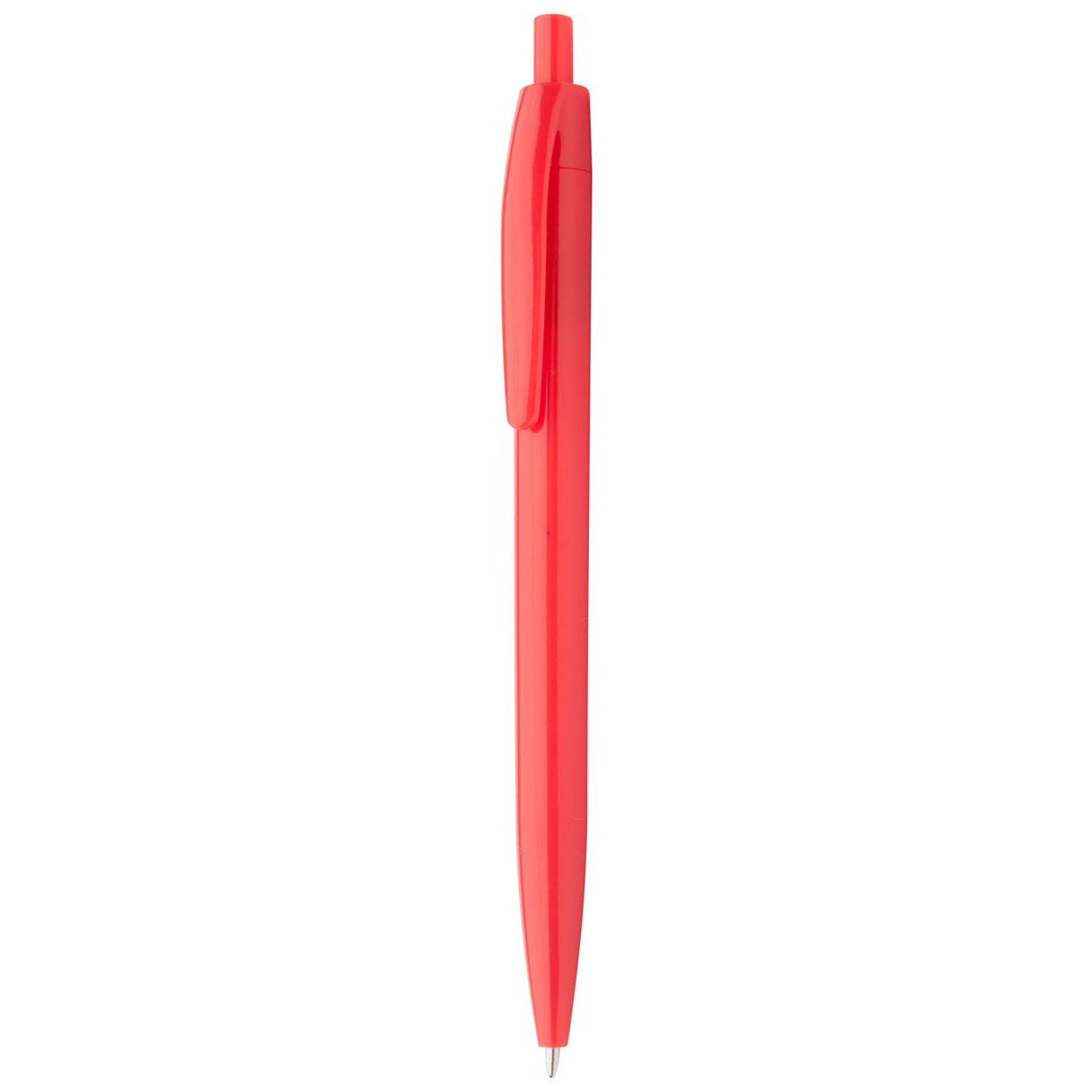 Penna a sfera in plastica rossa con clip piatta