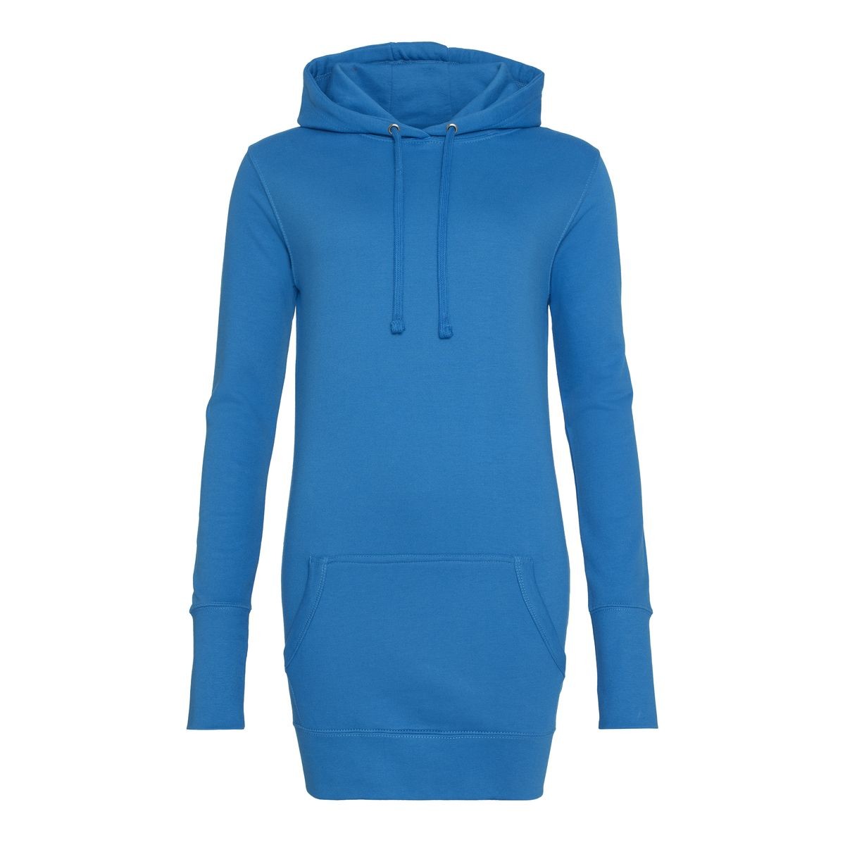 Felpa azzurra in cotone con cappuccio e tascone per auricolari