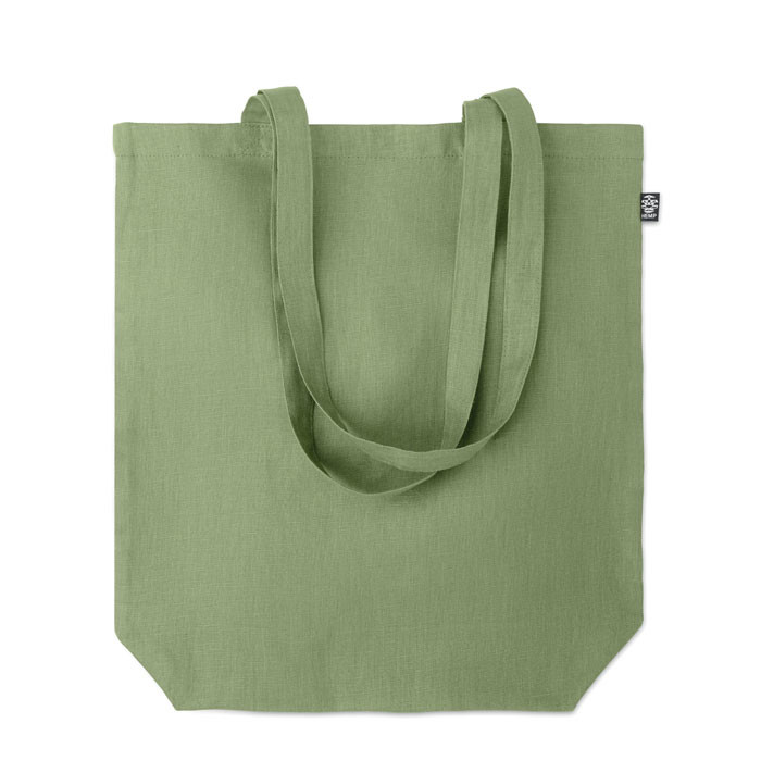 Shopper verde in canapa con manici lunghi