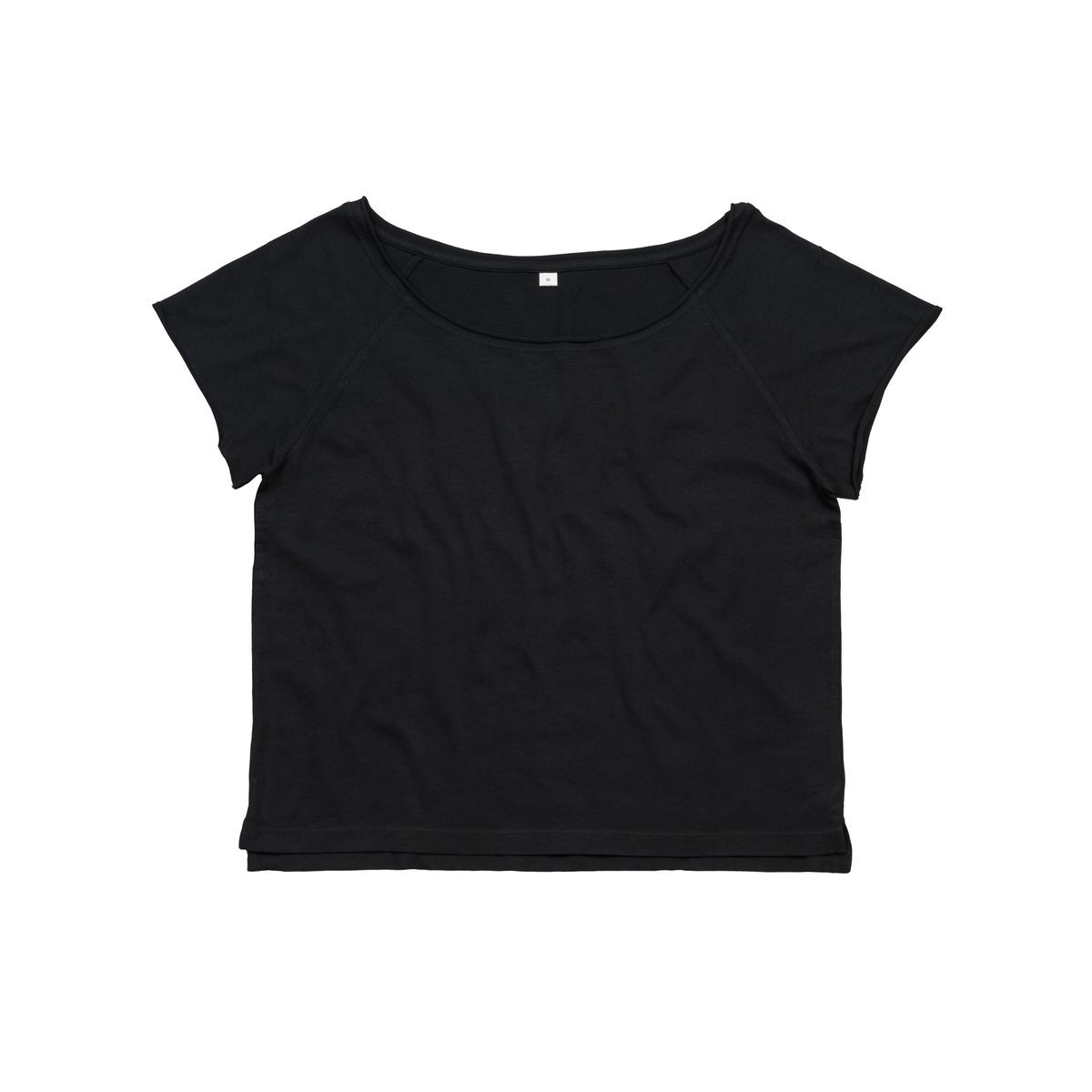 Tshirt donna nera manica corta con ampia collatura e spalle scoperte