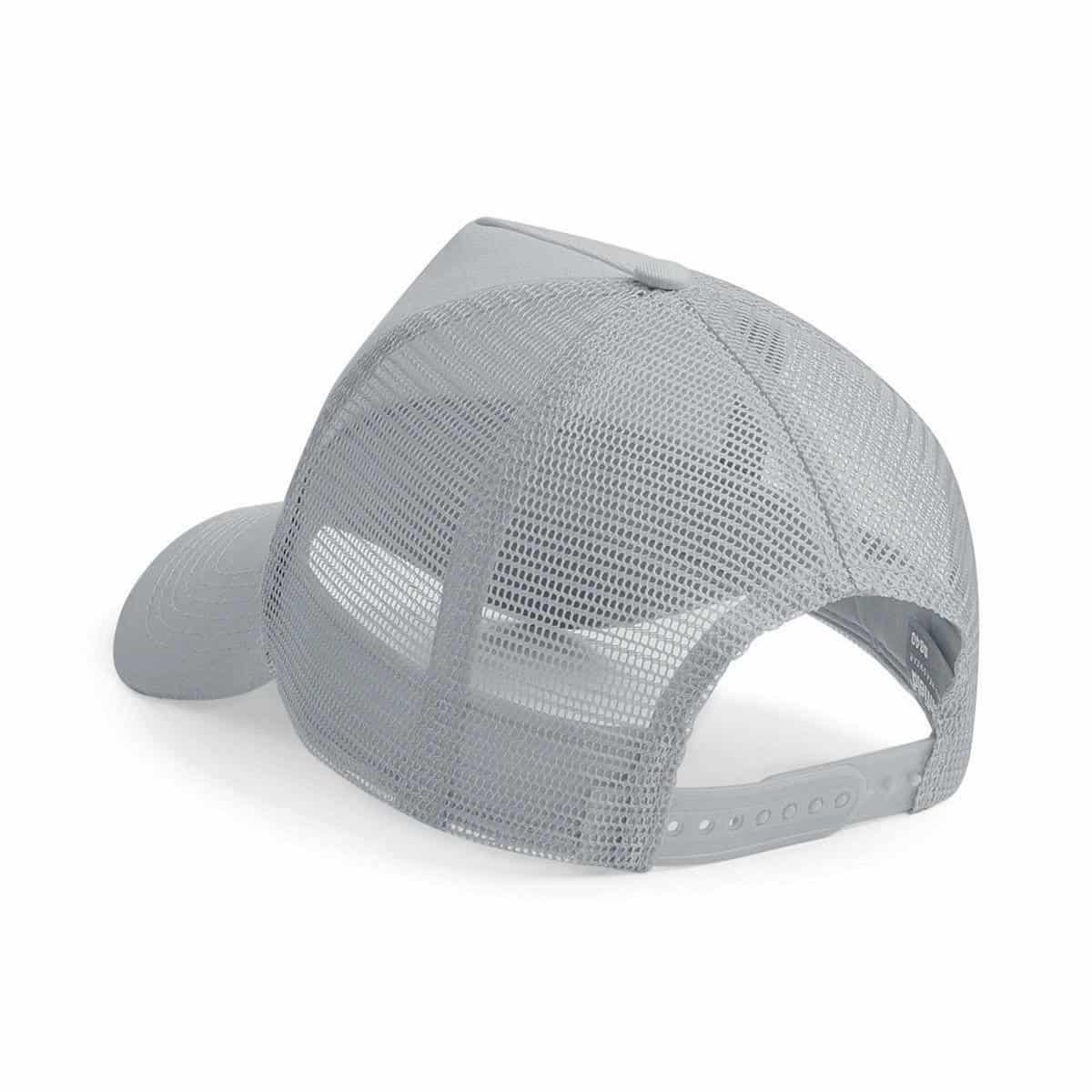 Cappellino in poliestere e cotone a 5 cinque pannelli con visiera precurvata di colore grigio