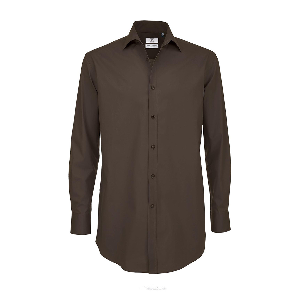 Camicia uomo maniche lunghe marrone con bottoni