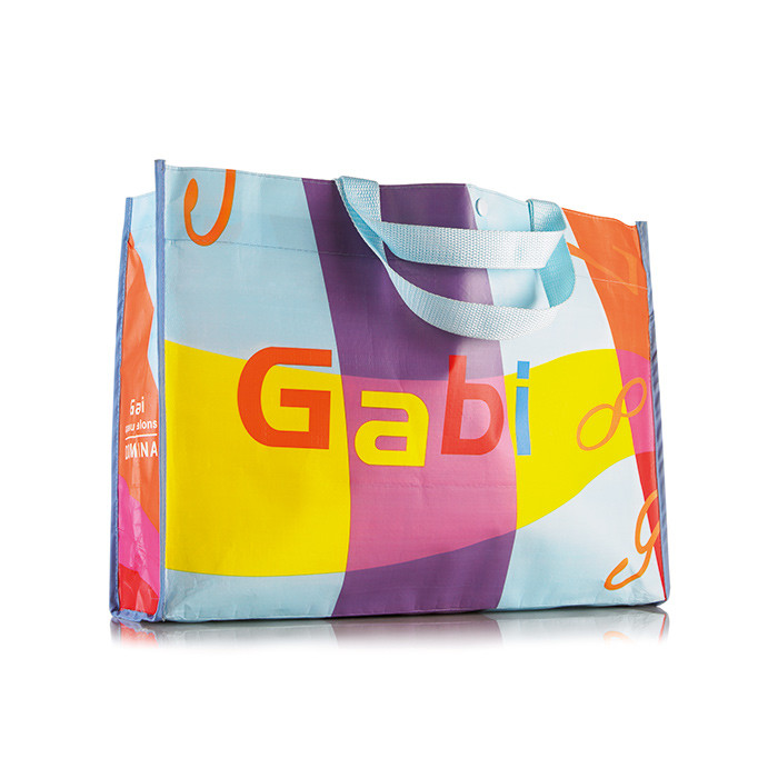 Shopper da supermercato con manici lunghi e logo