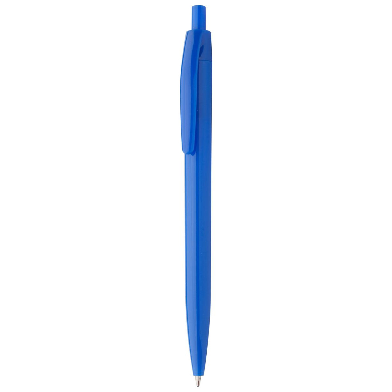 Penna a sfera in plastica blu con clip piatta