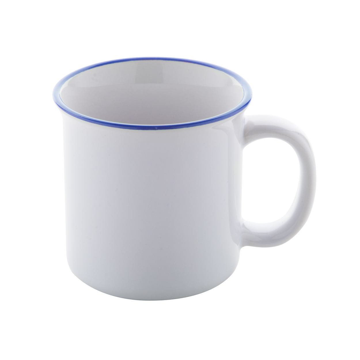 Tazza in ceramica con bordo blu