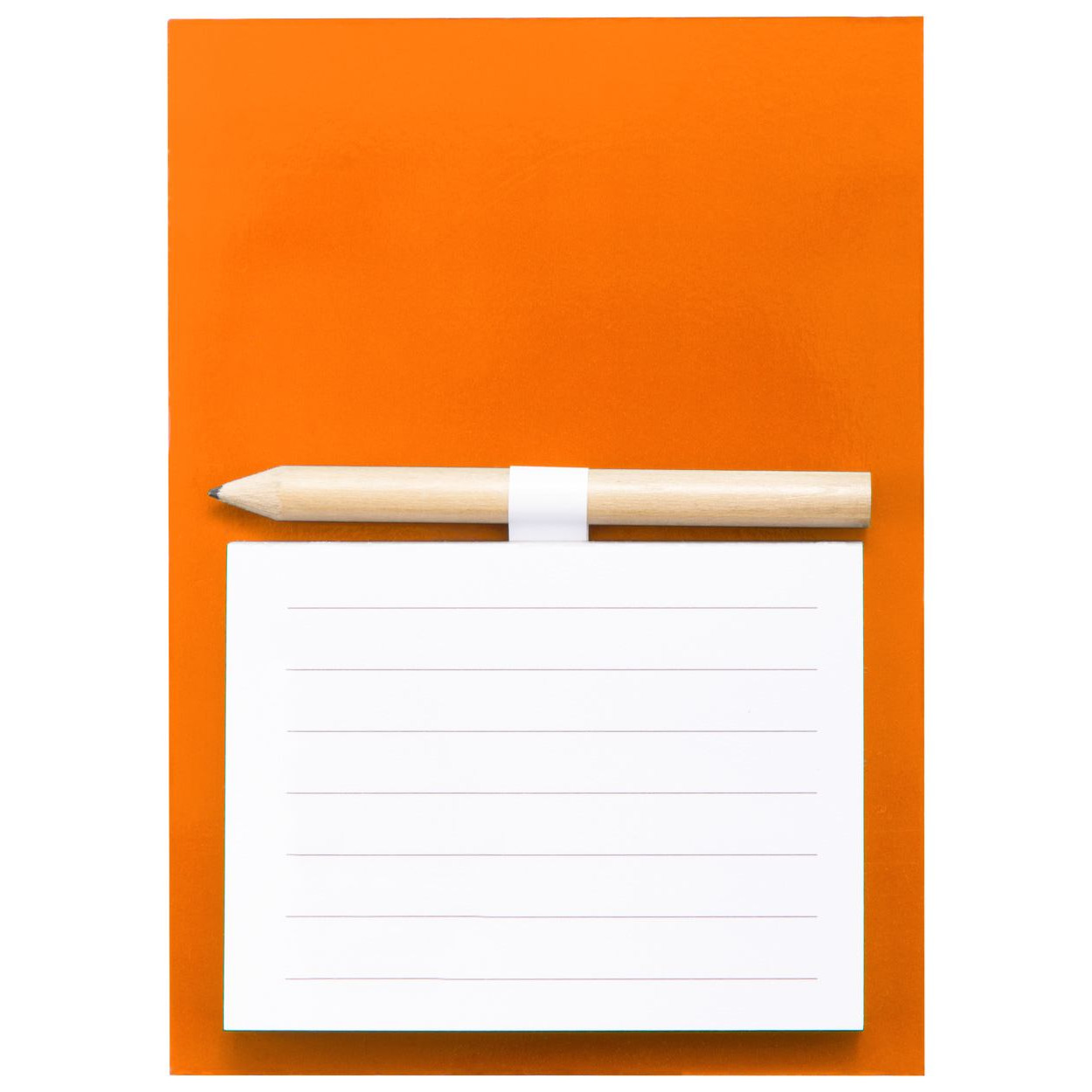 Magnete arancione con quaranta fogli e matita