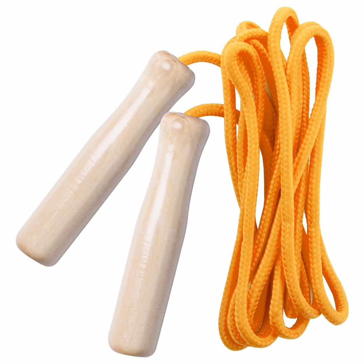 Corda per saltare gialla con manici di legno