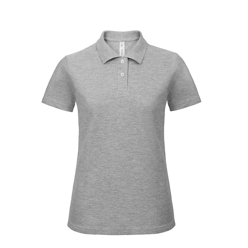 Polo donna manica corta grigia con bottoni