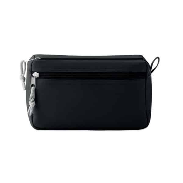 Trousse nero in poliestere con doppia zip