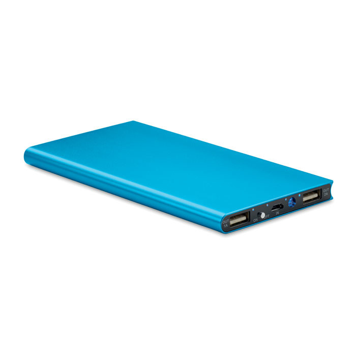 Powerbank azzurro in alluminio