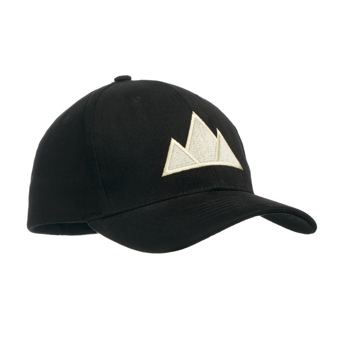Cappellino in cotone nero con chiusura a velcro e ricamo