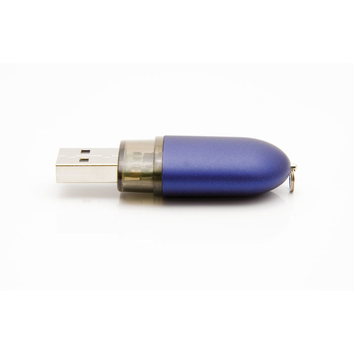 Chiavetta usb blu a forma di capsula