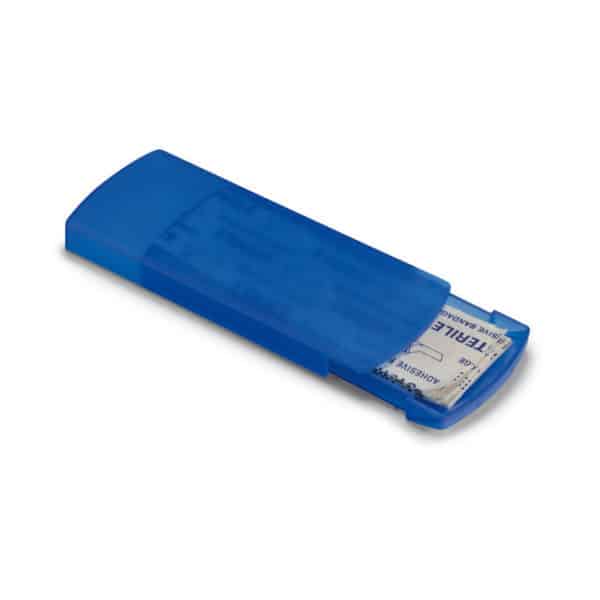 Porta cerotti blu in plastica