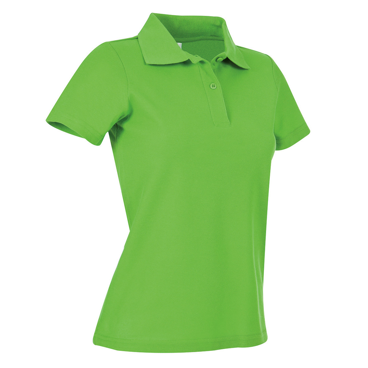 Polo da donna verde manica corta con due bottoni 100% cotone