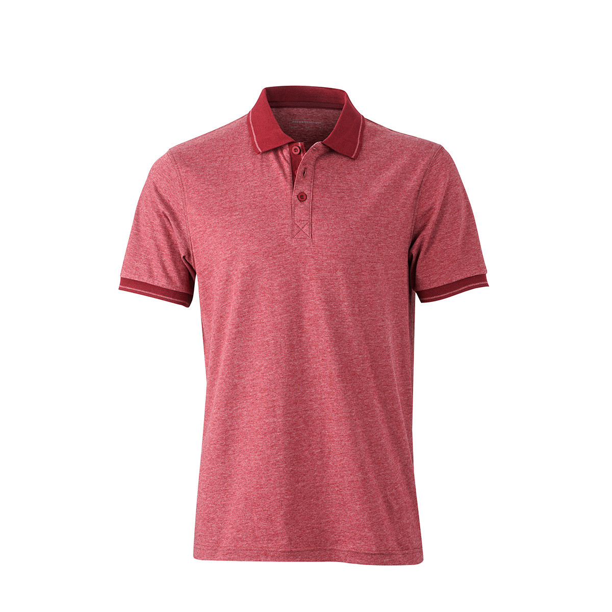 Polo unisex rosso melange manica corta con collo e maniche contrasto