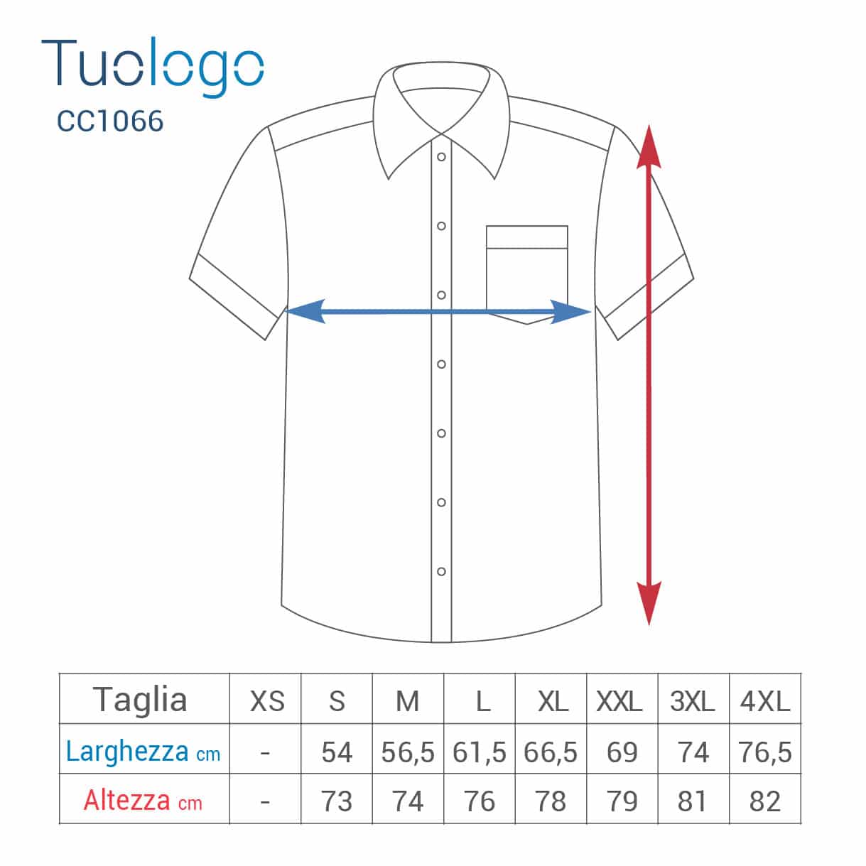 Tabella taglia altezza e larghezza