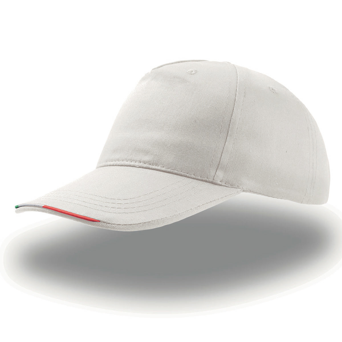 Cappello bianco con visiera con bandiera italiana