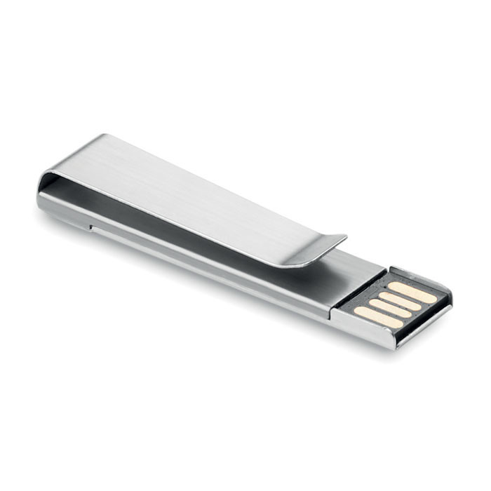 Chiavetta usb grigia in alluminio con clip