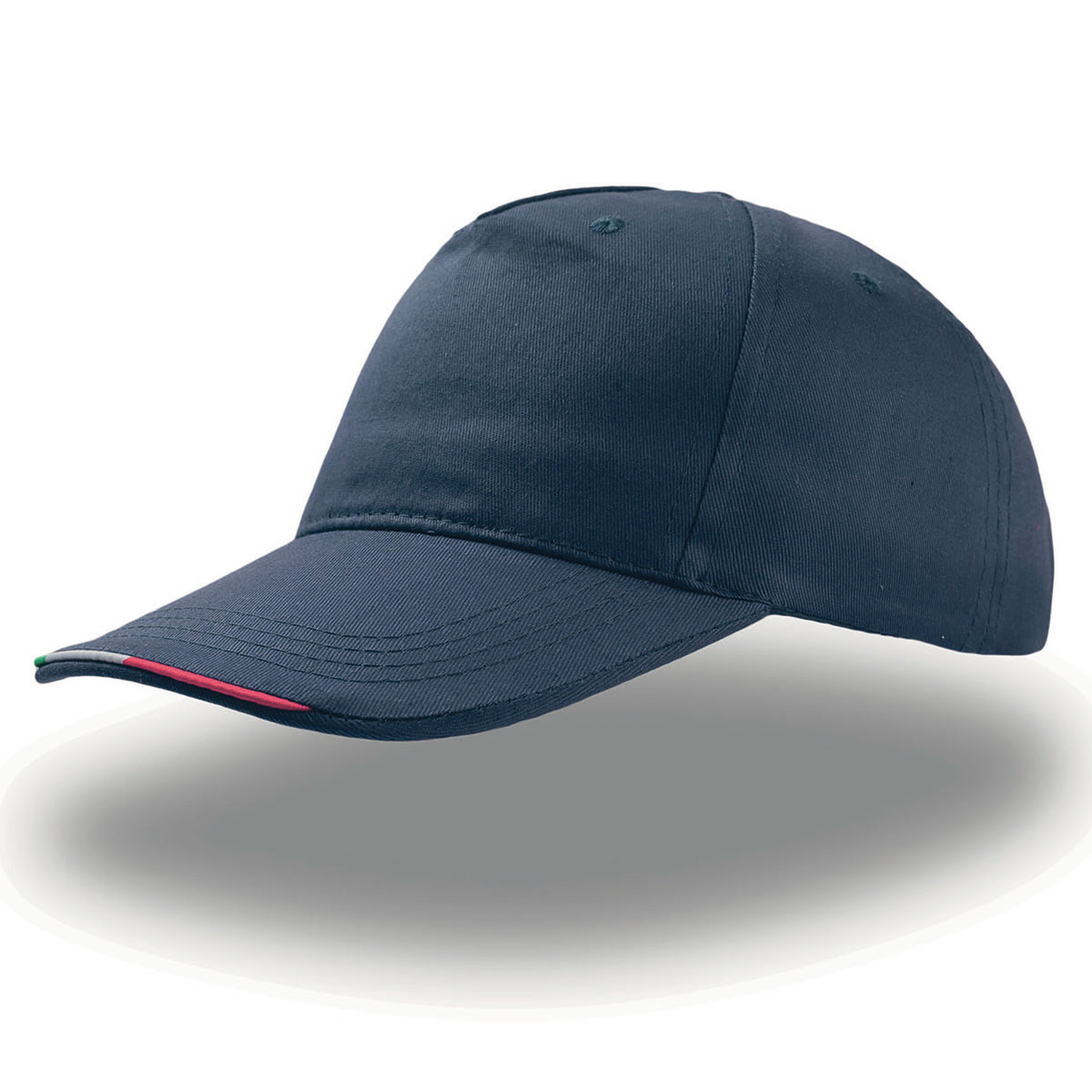 Cappello blu scuro con visiera con bandiera italiana
